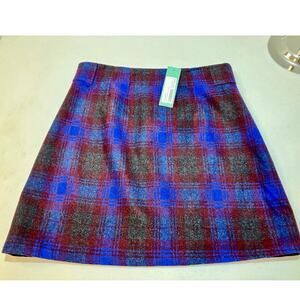 41 Hawthorne A-Line Wool Plaid School Girl Mini Skirt Gray Blue Red Size S